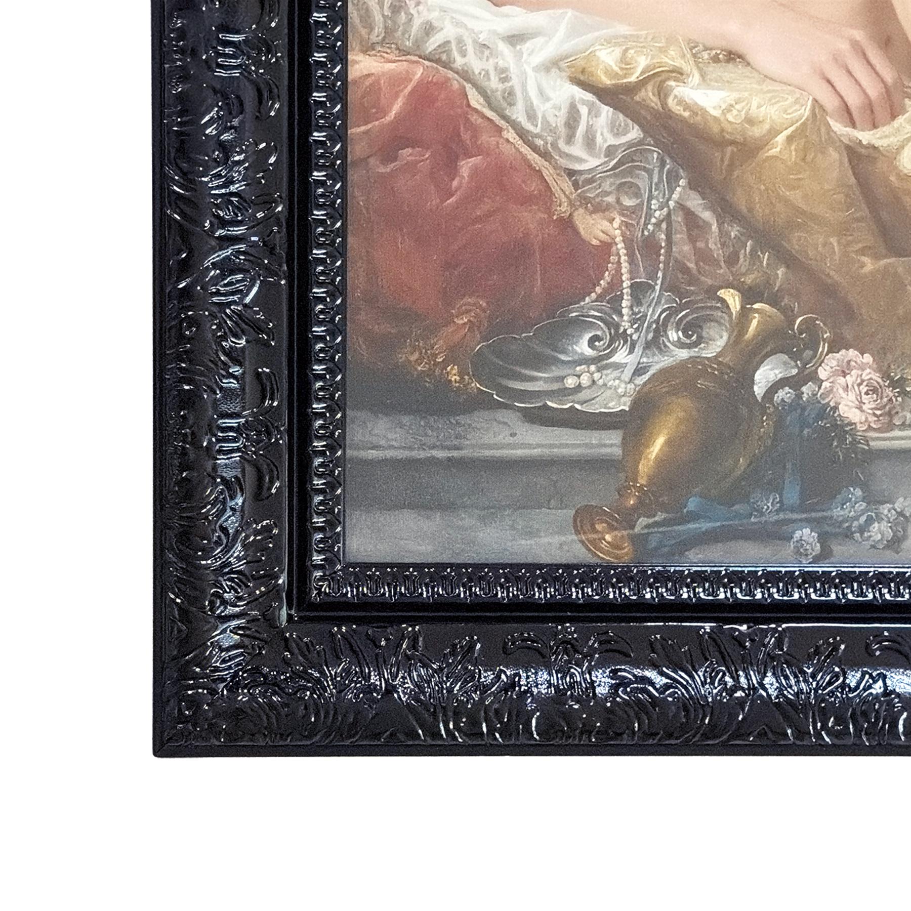A Lover’s Embrace Framed Gay Male Nude Art, Queer Romantic Wall Decor, Classical Homoerotic Canvas Print, Gloss Black Frame, 20"x24"