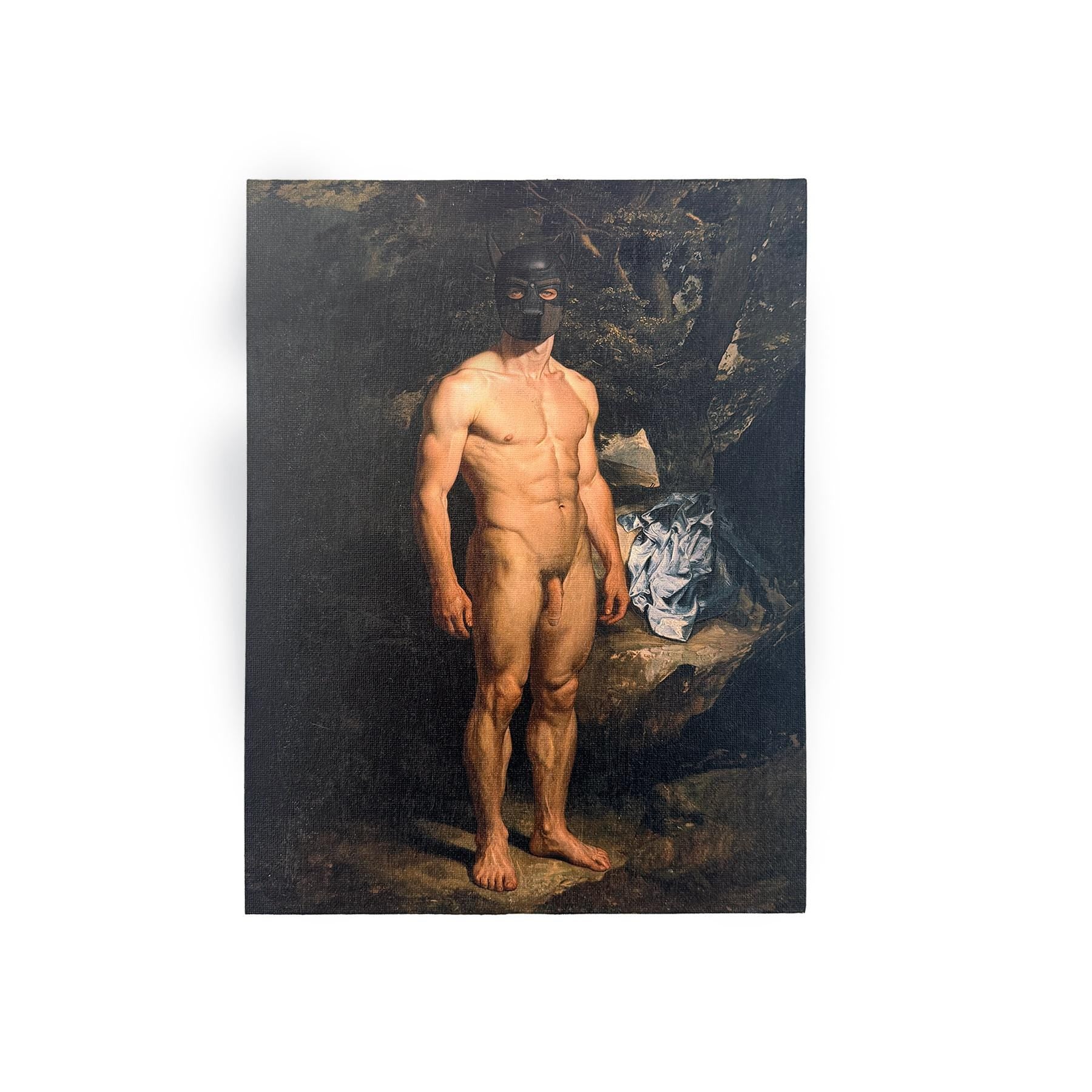 Fine Art Print Gay Kink & Puppy Play Classic Portrait style Pup Mask Canvas Board Art Print MATURE NSFW