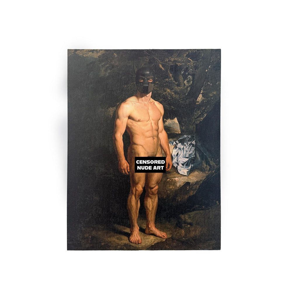 Fine Art Print Gay Kink & Puppy Play Classic Portrait style Pup Mask Canvas Board Art Print MATURE NSFW