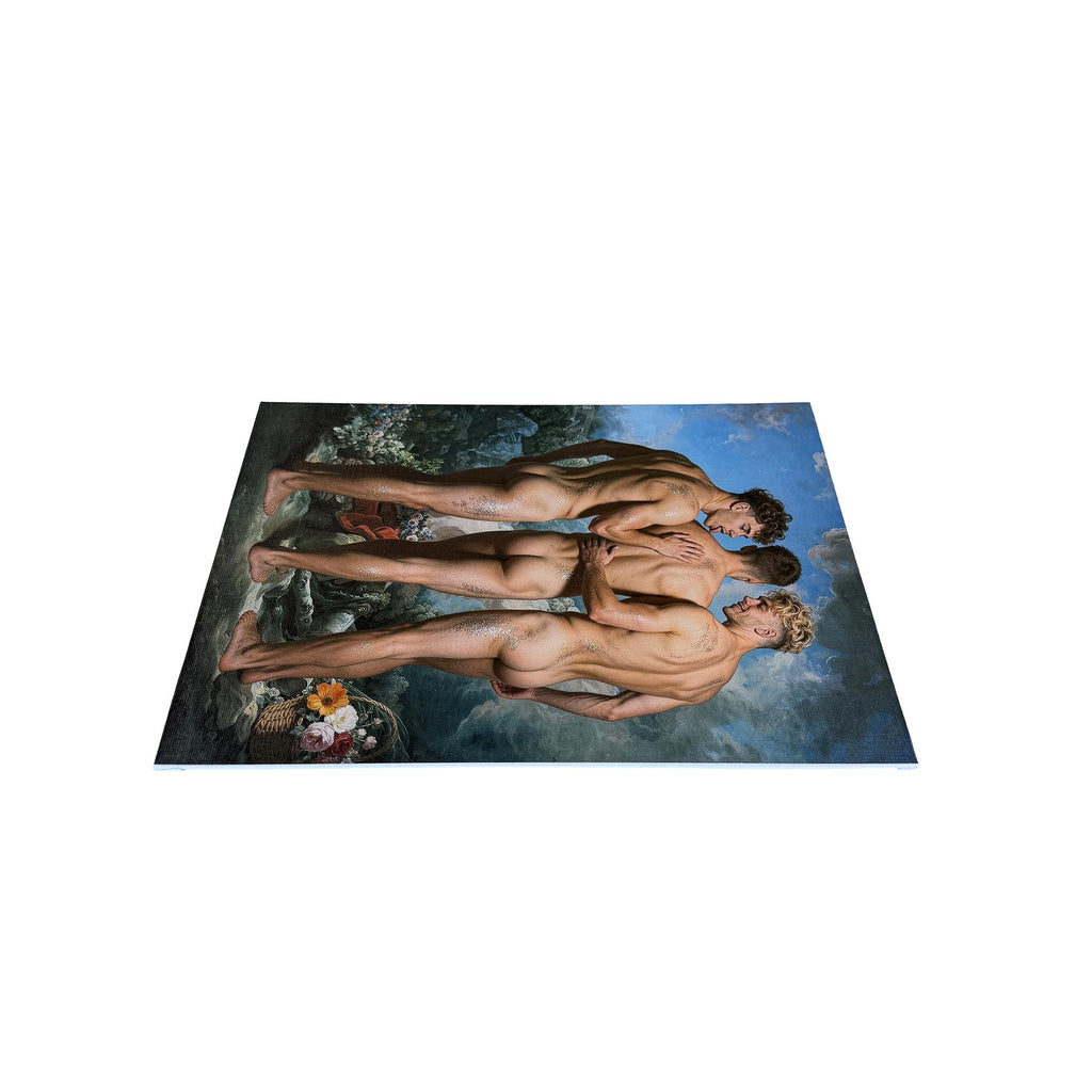 3 Muses Canvas Board Print, Male Nude Classical Art, Queer Wall Decor, Sexy Gay Art Print MATURE NSFW