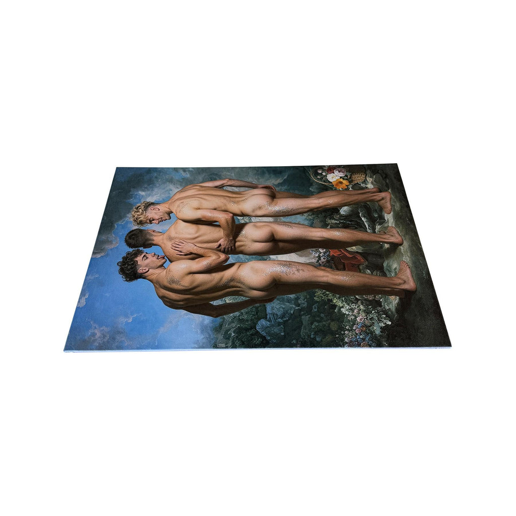 3 Muses Canvas Board Print, Male Nude Classical Art, Queer Wall Decor, Sexy Gay Art Print MATURE NSFW
