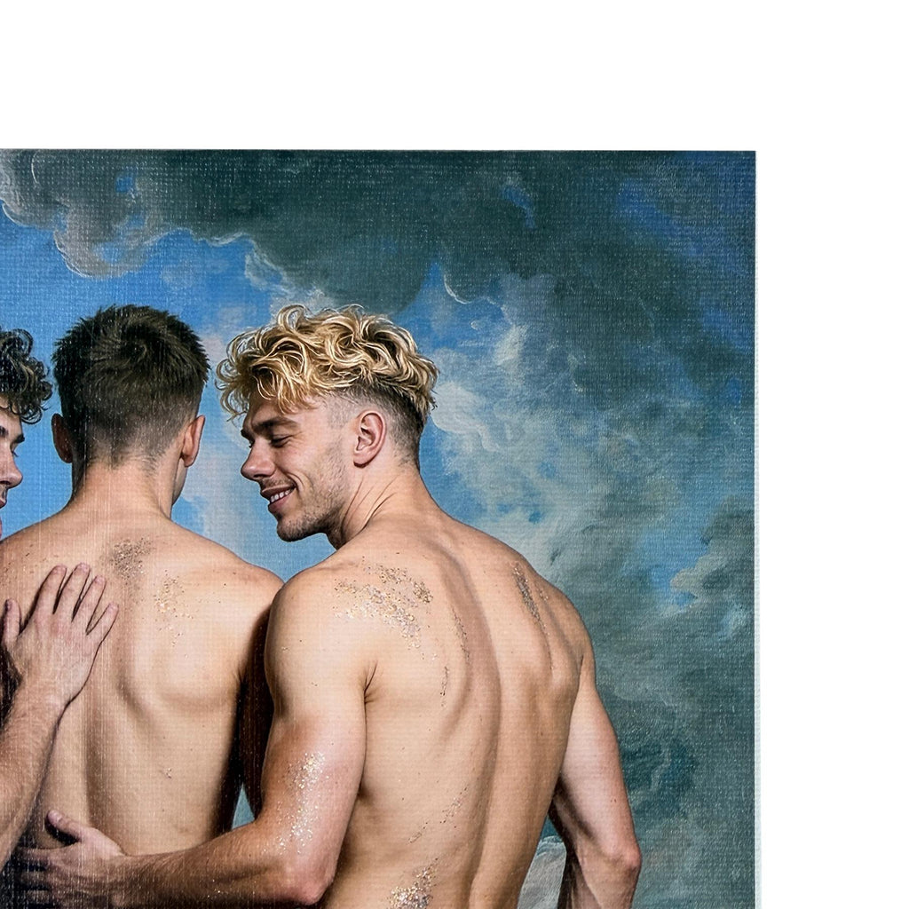 3 Muses Canvas Board Print, Male Nude Classical Art, Queer Wall Decor, Sexy Gay Art Print MATURE NSFW