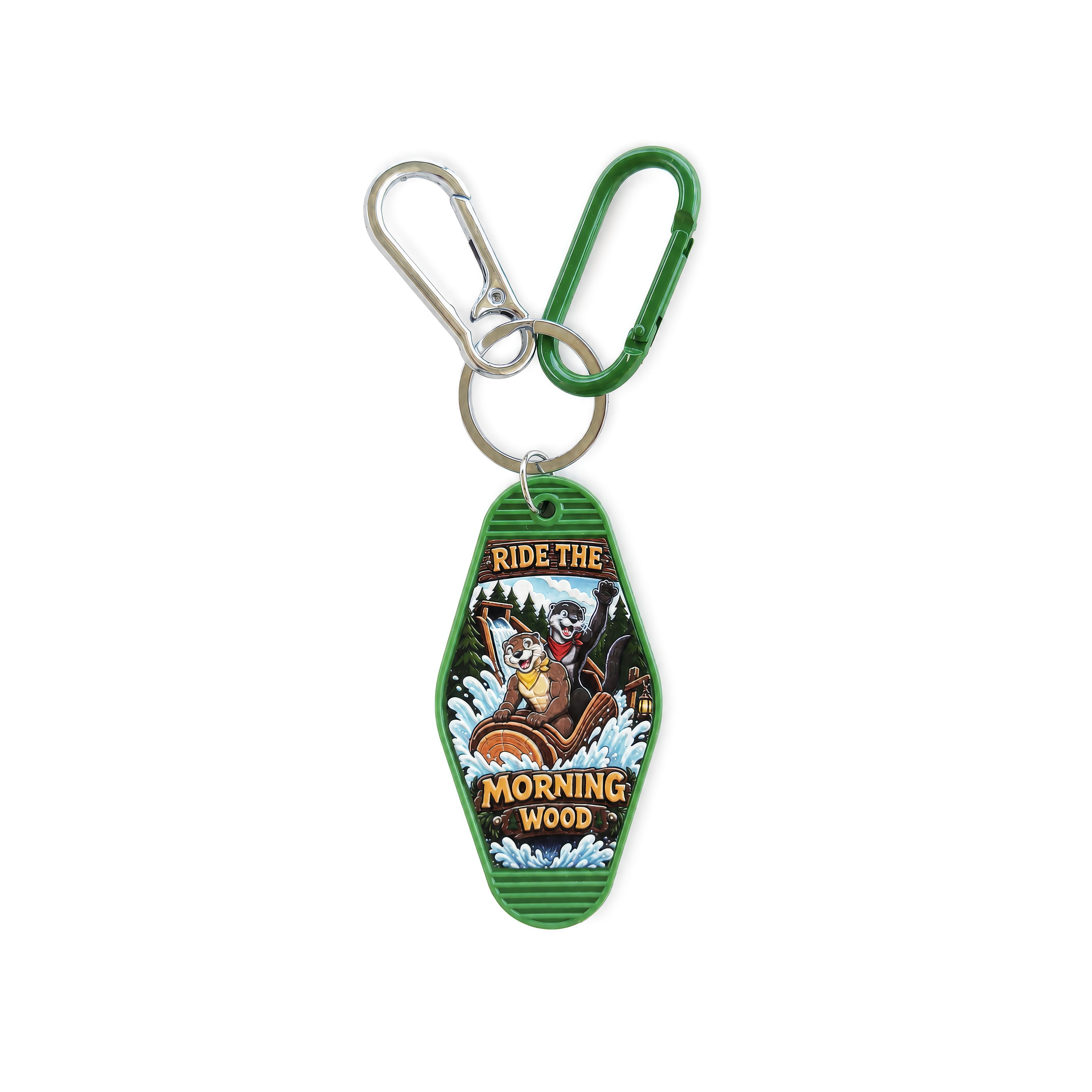 Morning Wood Bag Charm Stainless Steel Carabiner and Matching Color Clip
